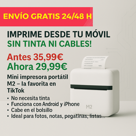 Mini Impresora Térmica Portátil M2 – Imprime desde tu móvil sin tinta