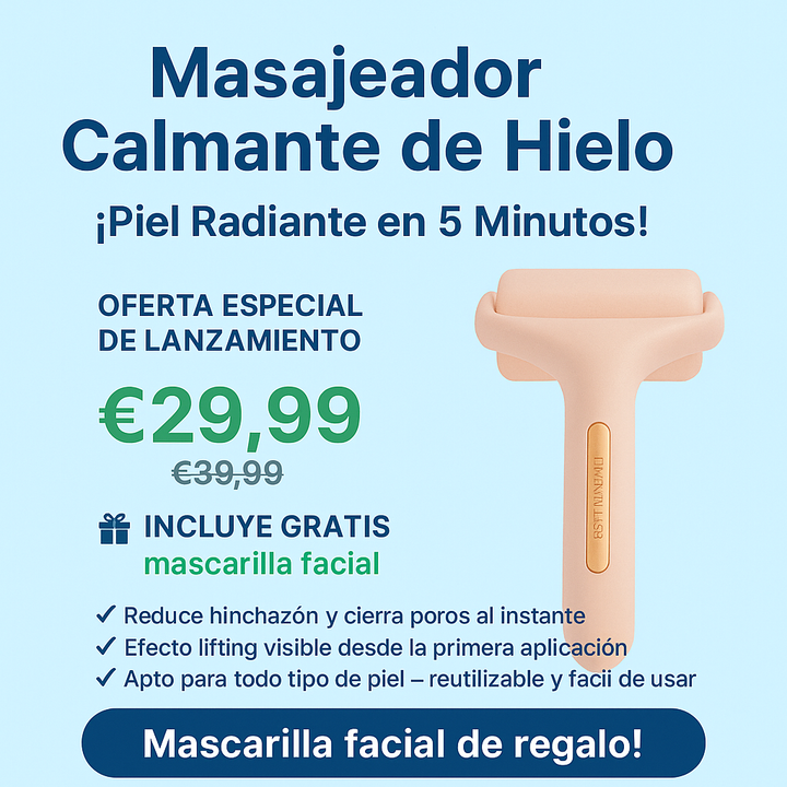 Massageador de rolo frio calmante para rosto, pescoço e corpo