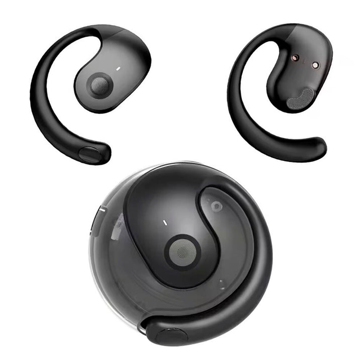 Fones de ouvido profissionais pretos para tradutor de idiomas