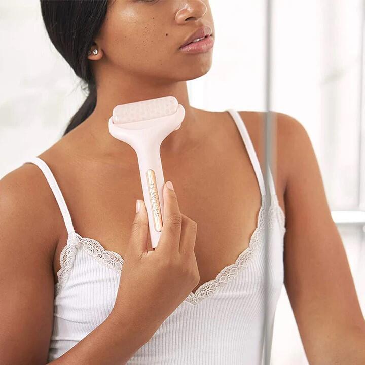 Massageador de rolo frio calmante para rosto, pescoço e corpo
